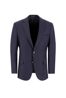 Orta Lacivert Slim Fit Dar Kesim Yünlü Klasik Takım Elbise