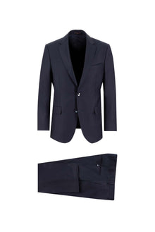 Koyu Lacivert Relaxed Fit Rahat Kesim Yünlü Klasik Takım Elbise