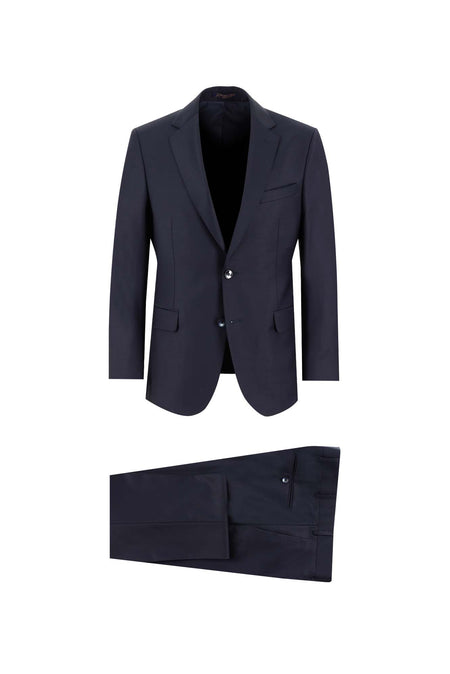 Koyu Lacivert Relaxed Fit Rahat Kesim Yünlü Klasik Takım Elbise