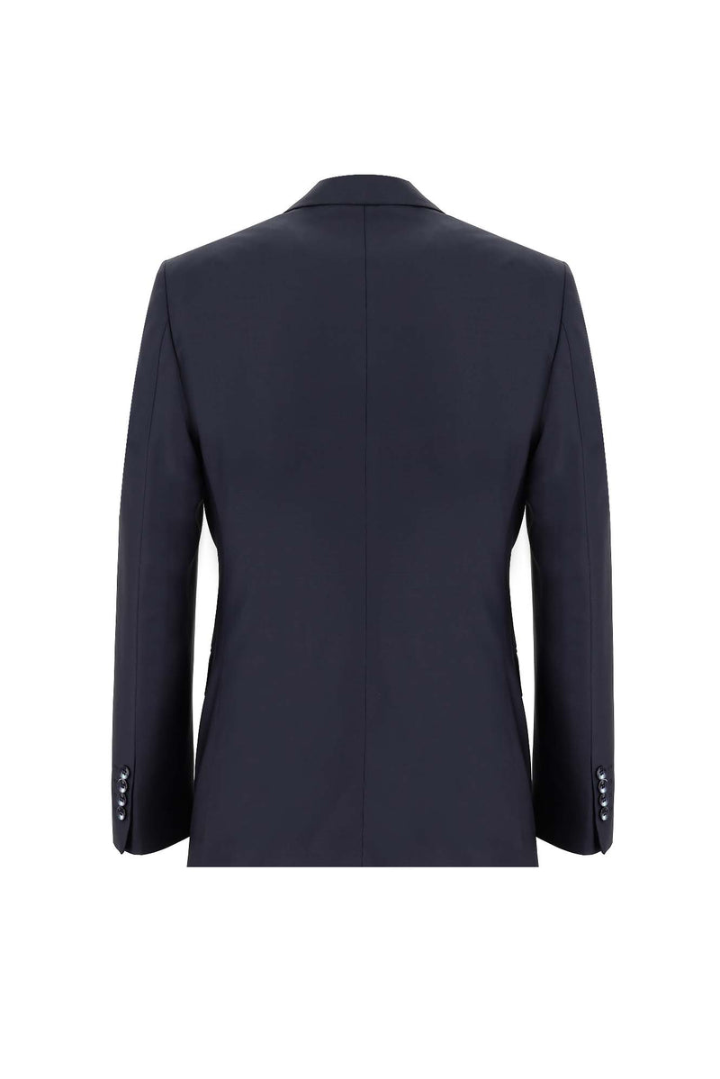 Koyu Lacivert Relaxed Fit Rahat Kesim Yünlü Klasik Takım Elbise