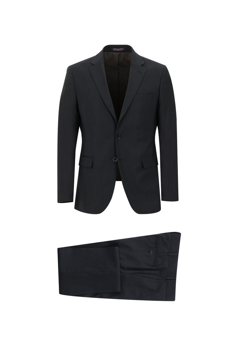 Siyah Relaxed Fit Rahat Kesim Yünlü Klasik Takım Elbise