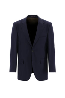 Koyu Lacivert Slim Fit Dar Kesim Yünlü Klasik Takım Elbise