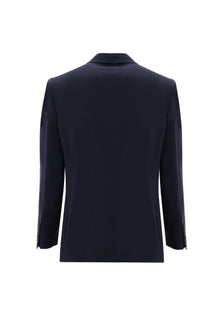 Koyu Lacivert Slim Fit Dar Kesim Yünlü Klasik Takım Elbise