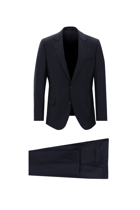 Koyu Lacivert Regular Fit Yünlü Klasik Takım Elbise