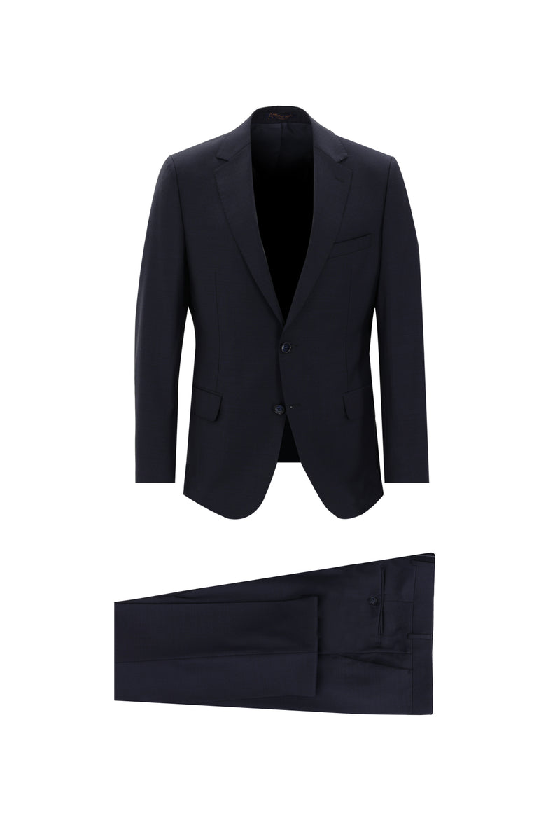 Koyu Lacivert Regular Fit Yünlü Klasik Takım Elbise