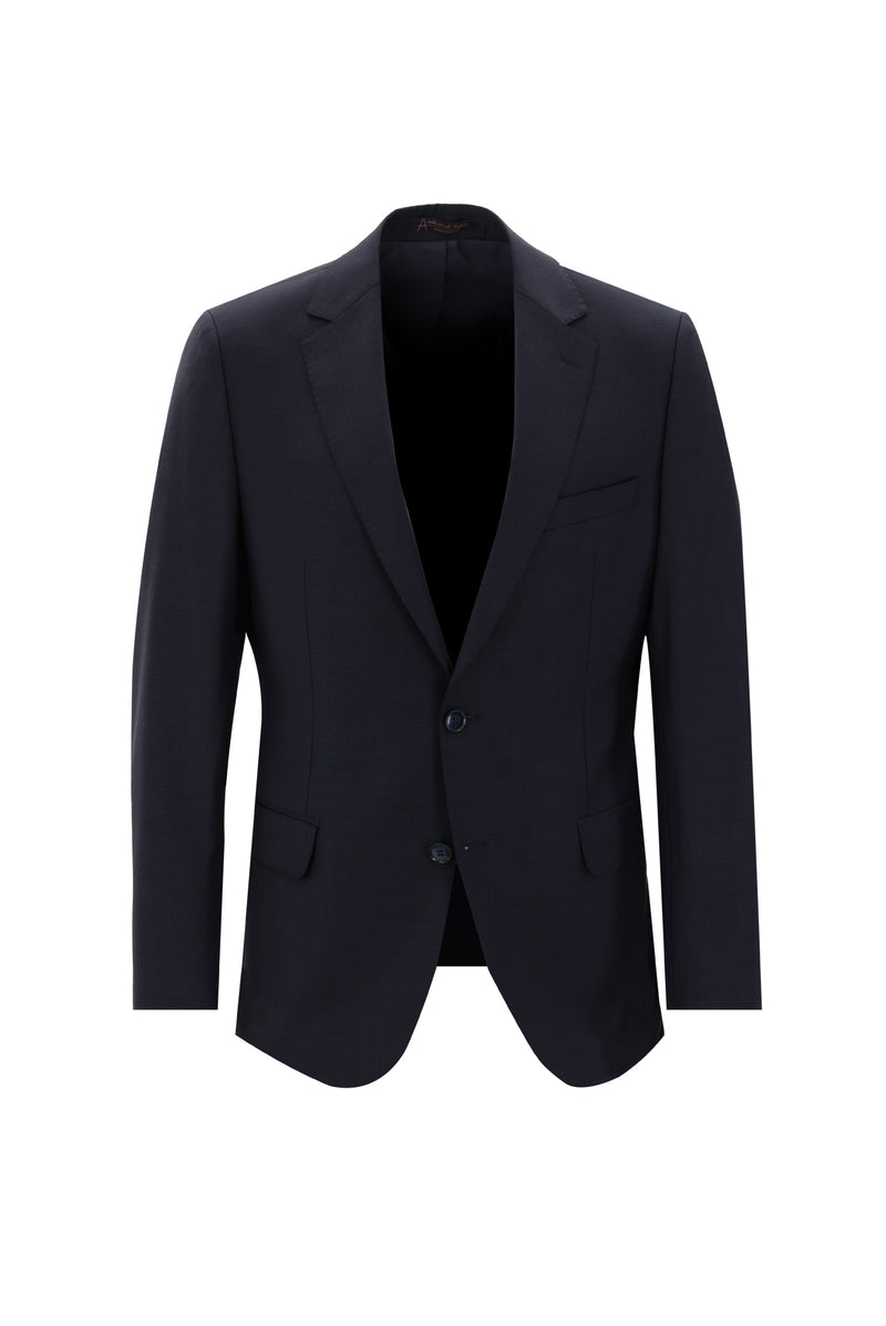 Koyu Lacivert Regular Fit Yünlü Klasik Takım Elbise