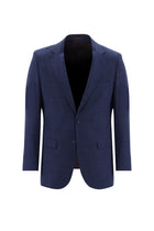 Orta Lacivert 7 Drop Slim Fit Dar Kesim Yünlü Desenli Tak?m Elbise-Abdullah Ki??l?