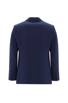 Orta Lacivert 7 Drop Slim Fit Dar Kesim Yünlü Desenli Tak?m Elbise-Abdullah Ki??l?