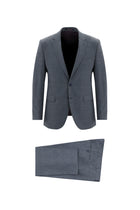 Orta Petrol Slim Fit Dar Kesim Yünlü Klasik Desenli Takım Elbise