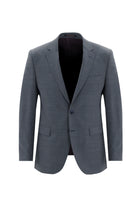 Orta Petrol Slim Fit Dar Kesim Yünlü Klasik Desenli Takım Elbise
