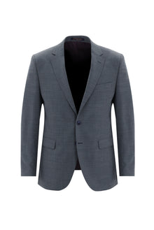 Orta Petrol Slim Fit Dar Kesim Yünlü Klasik Desenli Takım Elbise