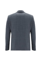 Orta Petrol Slim Fit Dar Kesim Yünlü Klasik Desenli Takım Elbise