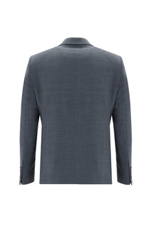 Orta Petrol Slim Fit Dar Kesim Yünlü Klasik Desenli Takım Elbise