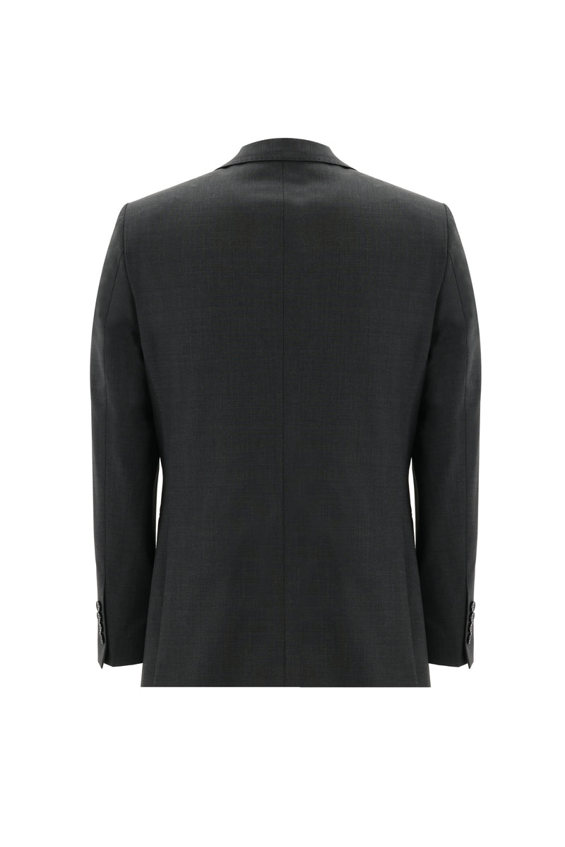 Koyu Füme Relaxed Fit Rahat Kesim Yünlü Klasik Desenli Takım Elbise