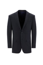 Koyu Lacivert Relaxed Fit Rahat Kesim Yünlü Klasik Kareli Takım Elbise