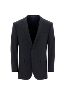 Koyu Lacivert Relaxed Fit Rahat Kesim Yünlü Klasik Kareli Takım Elbise