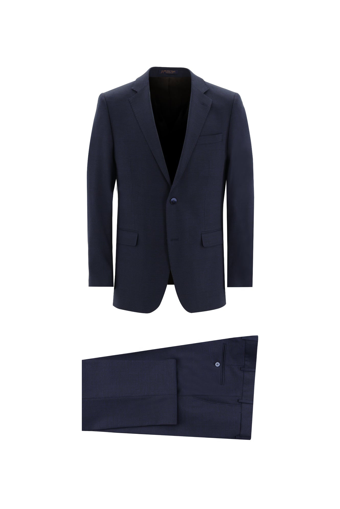 Orta Lacivert Slim Fit Dar Kesim Yünlü Klasik Desenli Takım Elbise