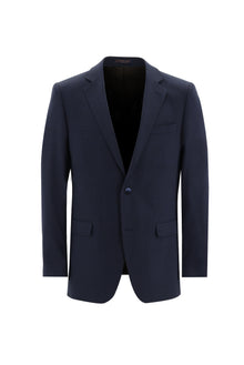 Orta Lacivert Slim Fit Dar Kesim Yünlü Klasik Desenli Takım Elbise