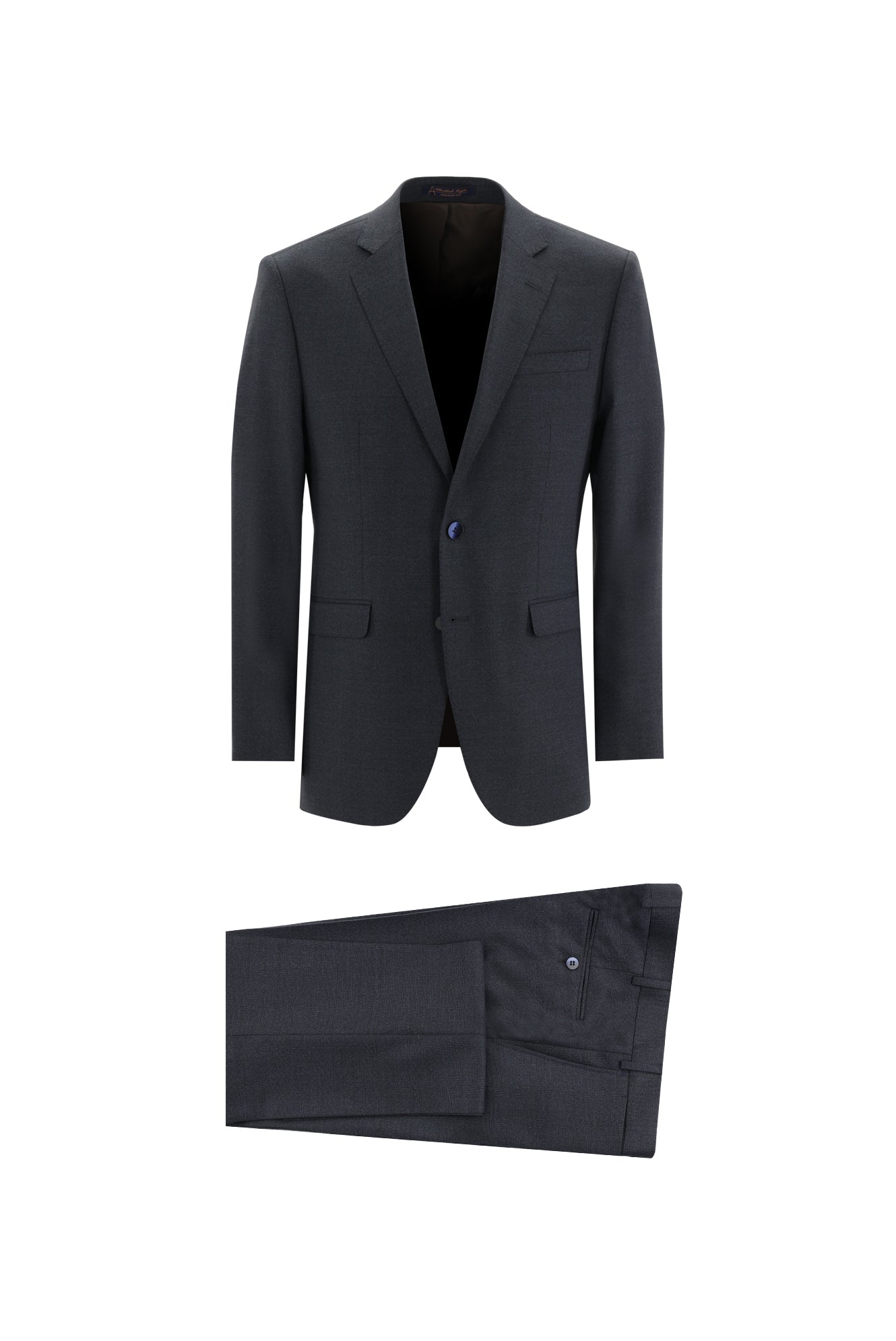 Koyu Lacivert Slim Fit Dar Kesim Yünlü Klasik Desenli Takım Elbise