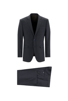 Koyu Lacivert 7 Drop Slim Fit Dar Kesim Yünlü Desenli Tak?m Elbise-Abdullah Ki??l?