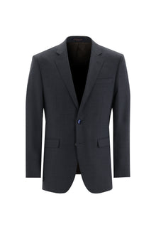 Koyu Lacivert Relaxed Fit Rahat Kesim Yünlü Klasik Desenli Takım Elbise