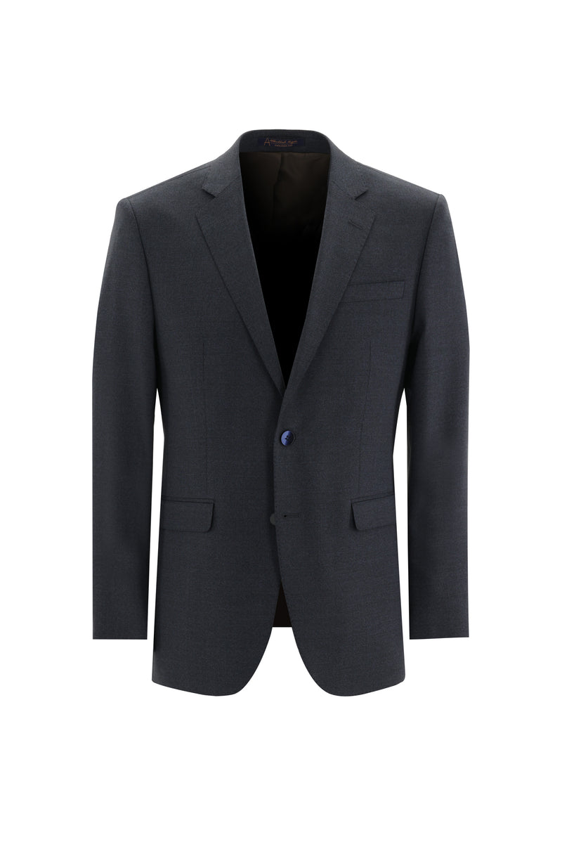 Koyu Lacivert Relaxed Fit Rahat Kesim Yünlü Klasik Desenli Takım Elbise