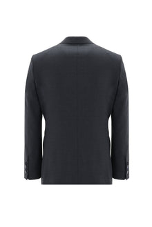 Koyu Lacivert Slim Fit Dar Kesim Yünlü Klasik Desenli Takım Elbise