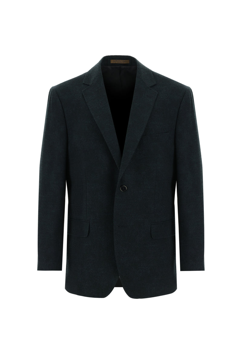 Koyu Yeşil Relaxed Fit Rahat Kesim İtalyan Yünlü Ceket
