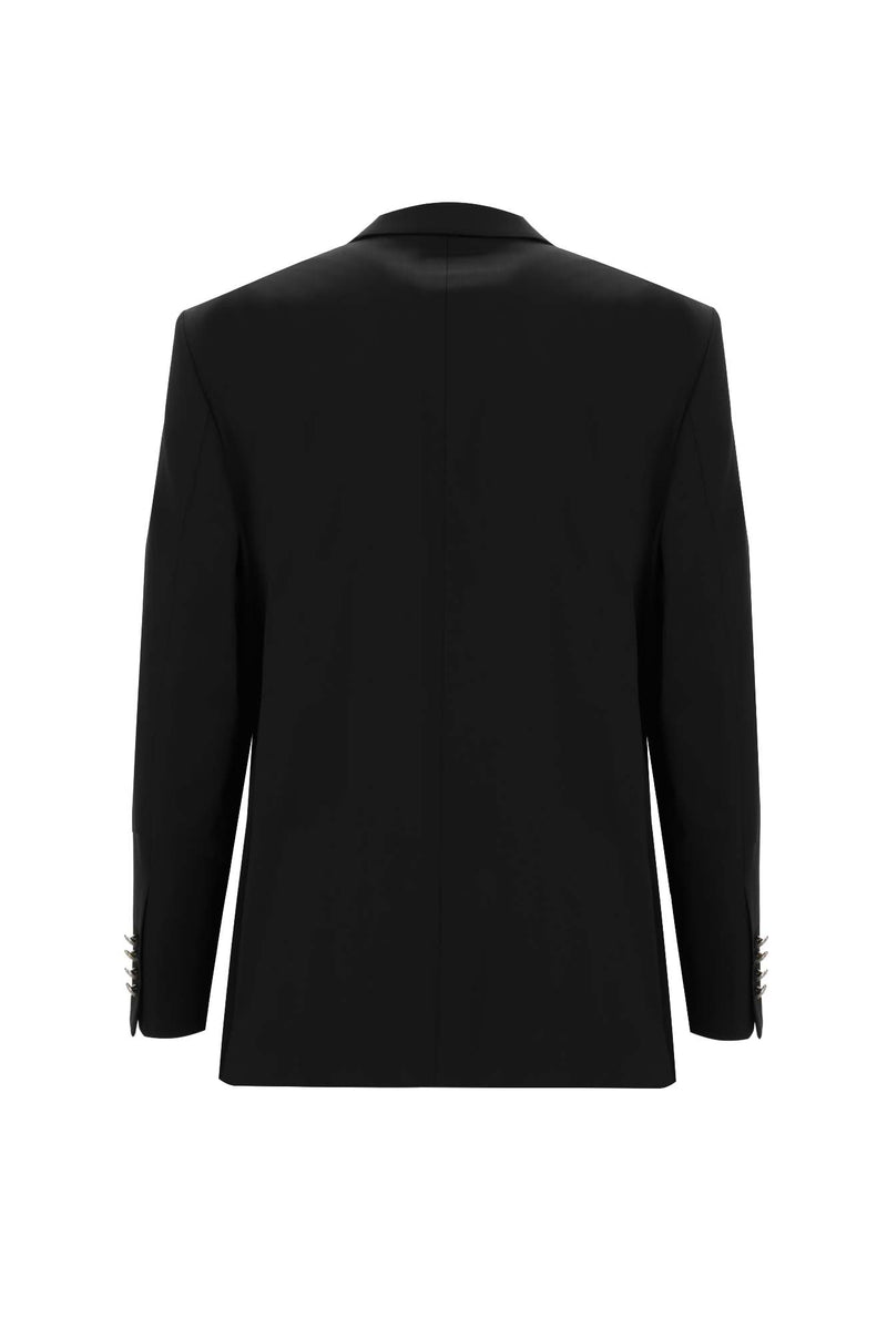 Siyah Relax Fit Rahat Kesim Yünlü Blazer Ceket