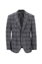 Orta Gri 7 Drop Slim Fit Dar Kesim Yünlü Örme Ekose Ceket-Abdullah Ki??l?