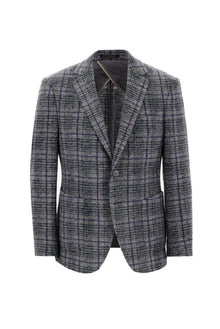Orta Gri 7 Drop Slim Fit Dar Kesim Yünlü Örme Ekose Ceket-Abdullah Ki??l?
