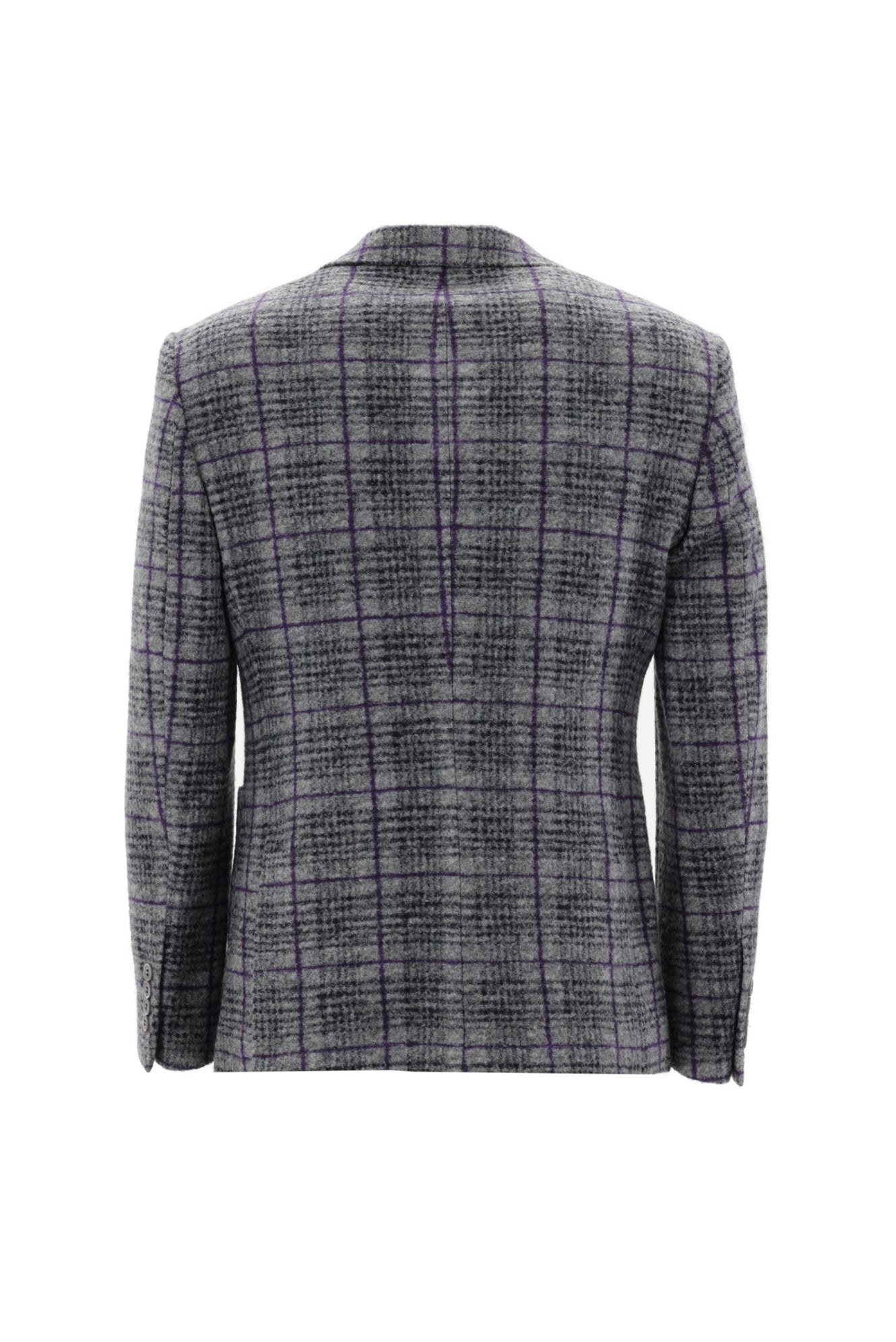 Orta Gri 7 Drop Slim Fit Dar Kesim Yünlü Örme Ekose Ceket-Abdullah Ki??l?
