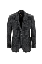 Koyu Füme Relaxed Fit Rahat Kesim Yünlü Örme Ekose Ceket