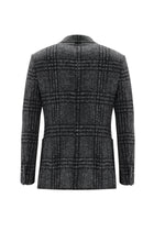 Koyu Füme Relaxed Fit Rahat Kesim Yünlü Örme Ekose Ceket