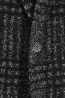 Koyu Füme Relaxed Fit Rahat Kesim Yünlü Örme Ekose Ceket