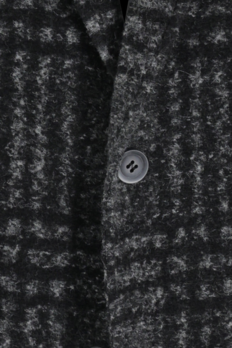 Koyu Füme Relaxed Fit Rahat Kesim Yünlü Örme Ekose Ceket