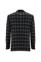 Siyah Relaxed Fit Rahat Kesim Yünlü Örme Kareli Ceket