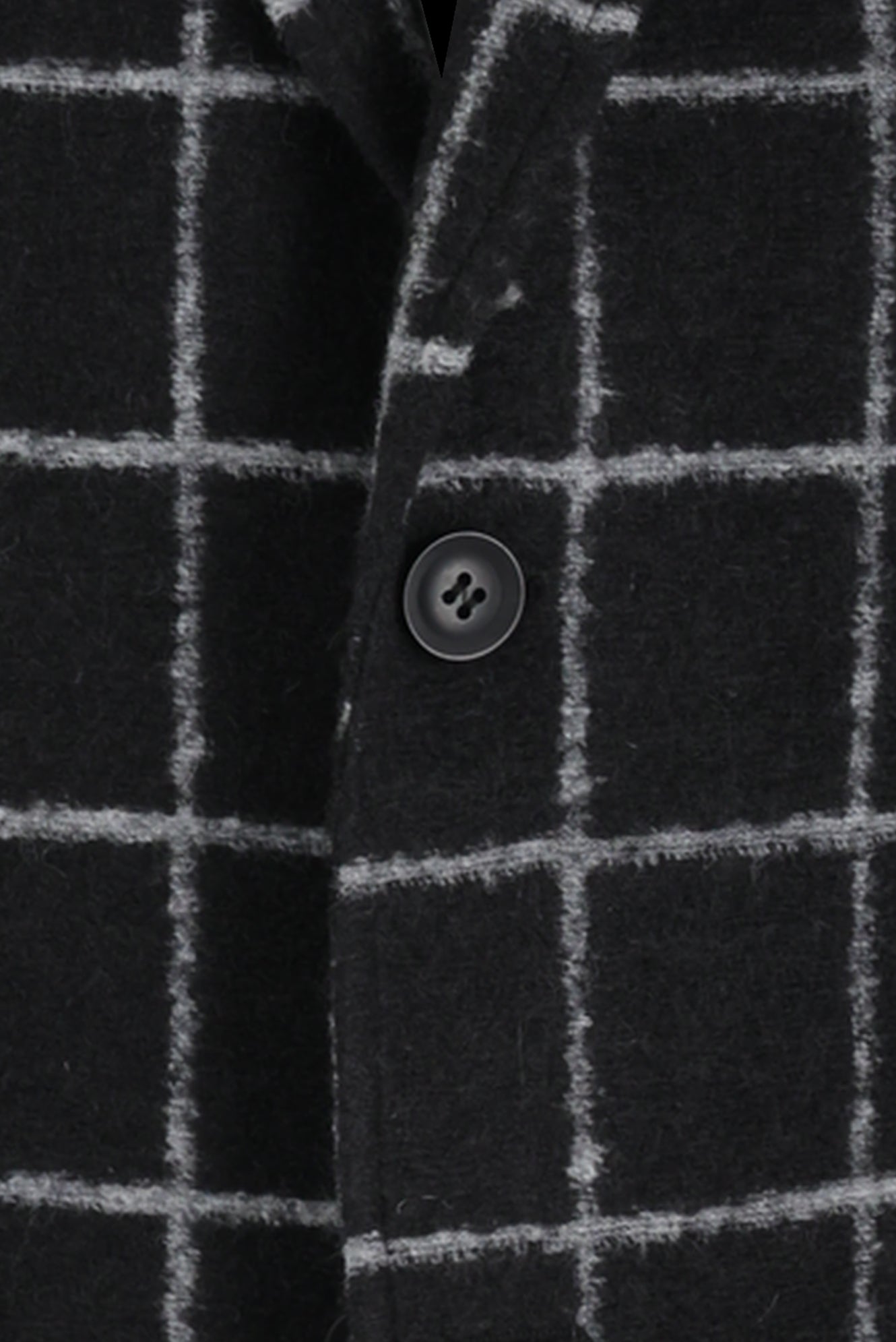 Siyah Relaxed Fit Rahat Kesim Yünlü Örme Kareli Ceket