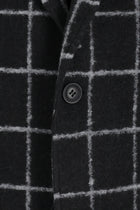 Siyah Relaxed Fit Rahat Kesim Yünlü Örme Kareli Ceket