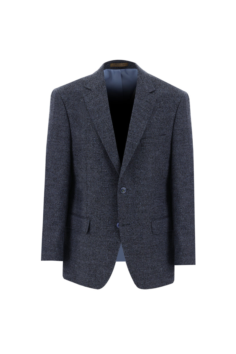Açık Lacivert Regular Fit İtalyan Yünlü Kuşgözü Ceket