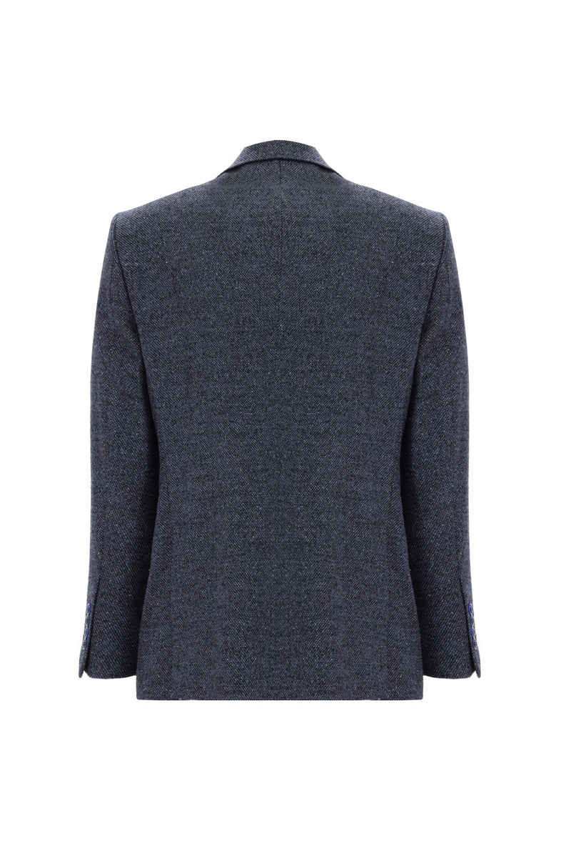 Açık Lacivert Regular Fit İtalyan Yünlü Kuşgözü Ceket