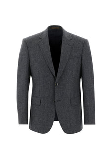 Orta Füme İtalyan Slim Fit Dar Kesim Yünlü Kuşgözü Ceket