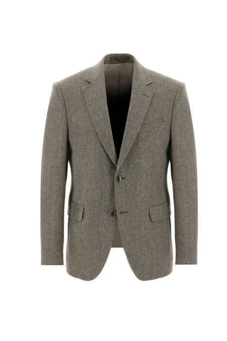 Açık Kahve  İtalyan Slim Fit Dar Kesim Yünlü Kuşgözü Ceket