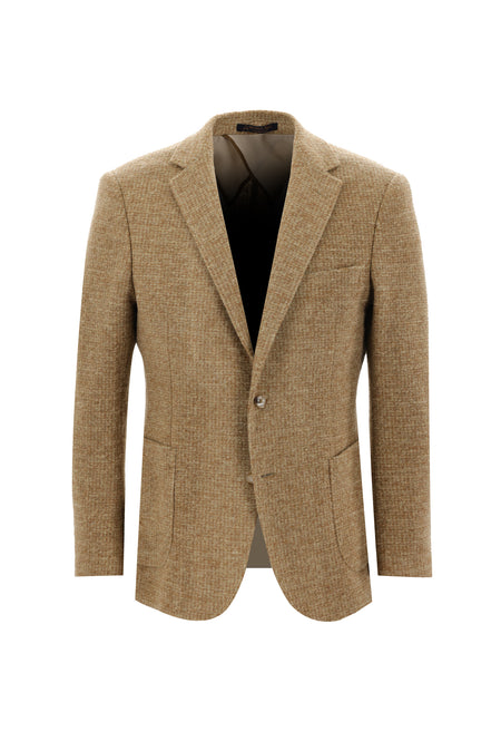 Camel Regular Fit Yünlü Örme Ceket