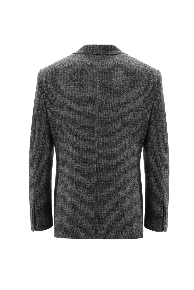 Orta Füme Relaxed Fit Rahat Kesim Yünlü Örme Ceket