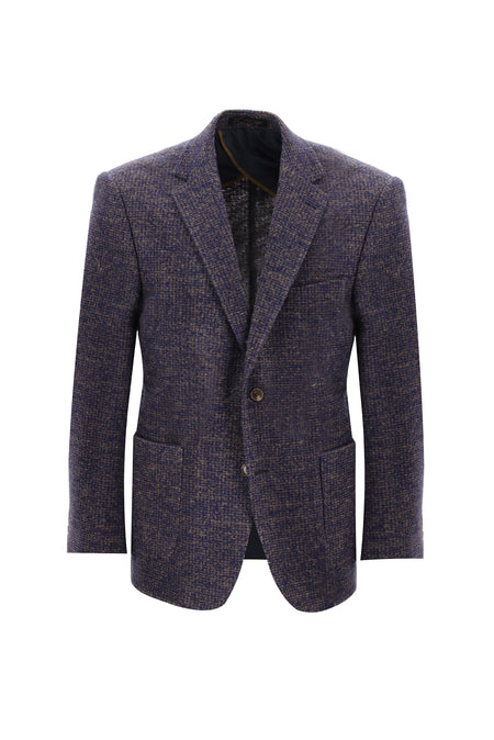 Orta Lacivert Regular Fit Yünlü Örme Ceket