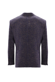 Orta Lacivert Regular Fit Yünlü Örme Ceket