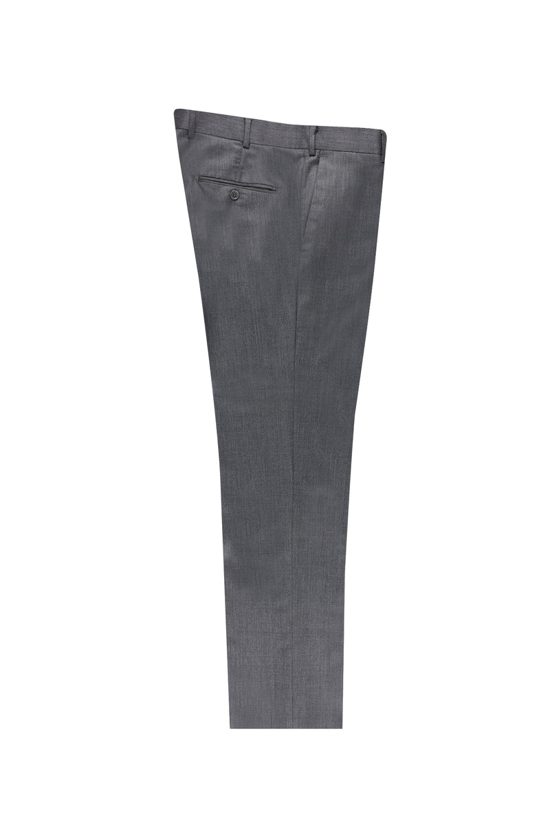 Orta Gri Slim Fit Dar Kesim Yünlü Flanel Klasik Kumaş Pantolon