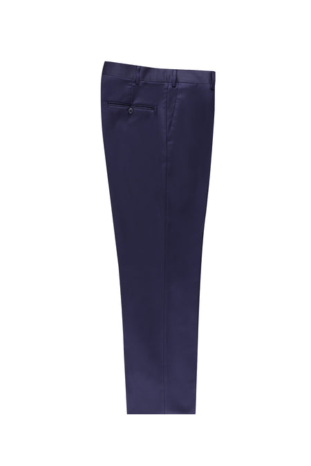 Açık Lacivert Regular Fit Yün Flanel Klasik Kumaş Pantolon