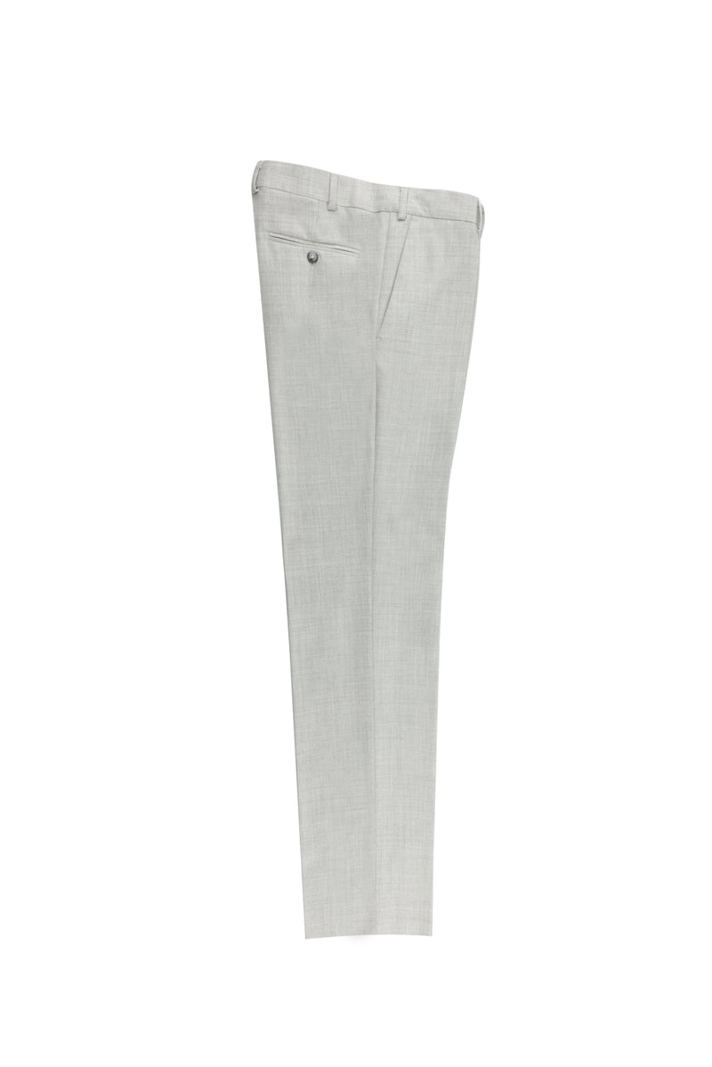 Açık Gri Slim Fit Dar Kesim Yünlü Flanel Klasik Kumaş Pantolon